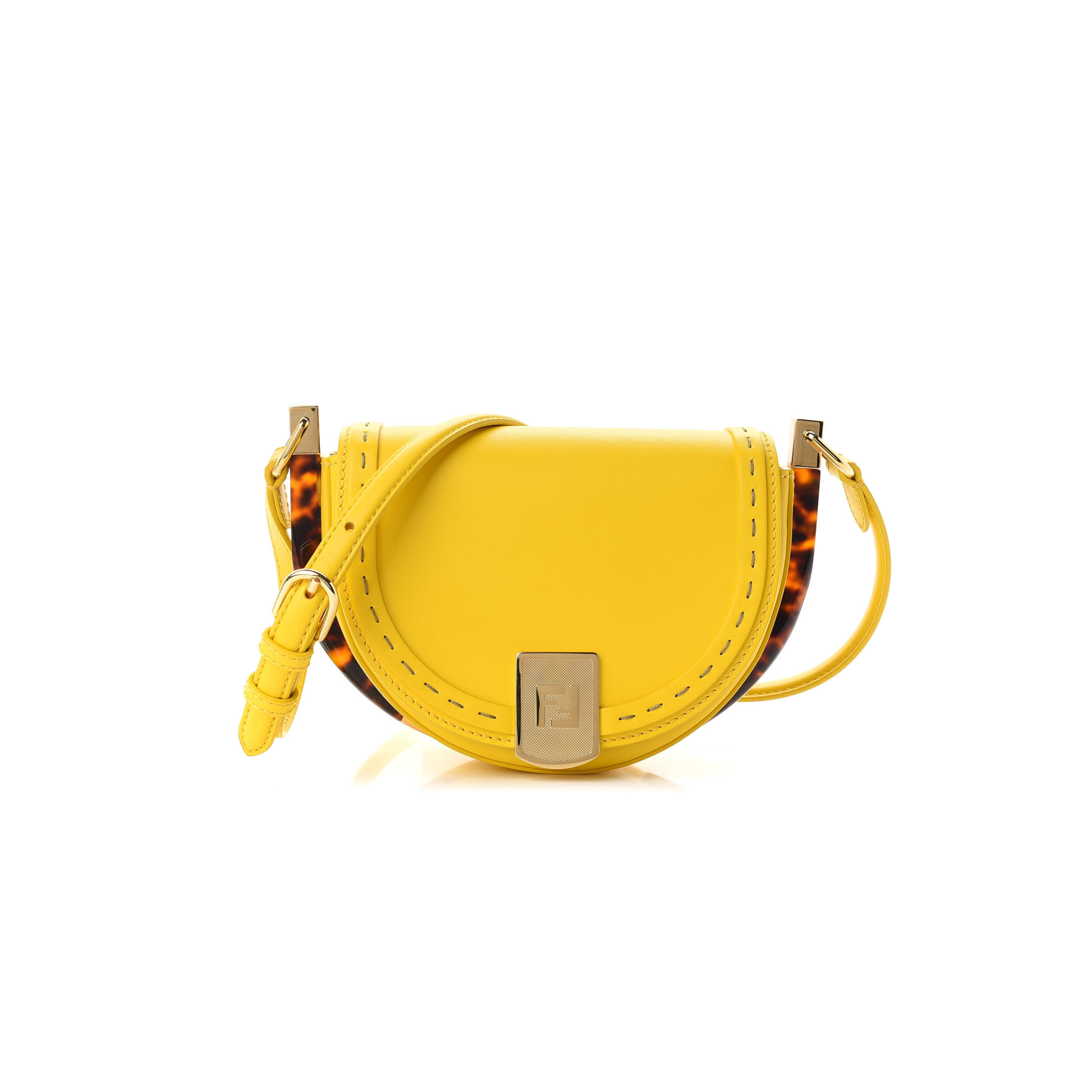 FENDI VITELLO KING PLEXIGLASS MOONLIGHT SHOULDER BAG LEMON 8BT346ABVLF119X (21*14*9cm)